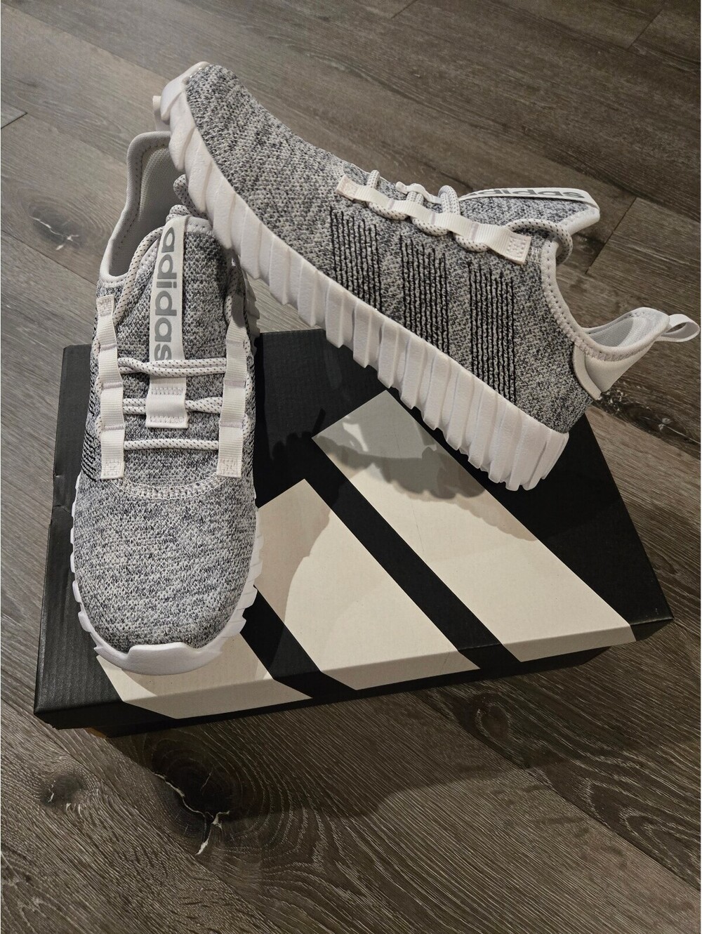 adidas Kaptir Flow Kids 6.5Y ID1452 Gray White School Shoes NIB